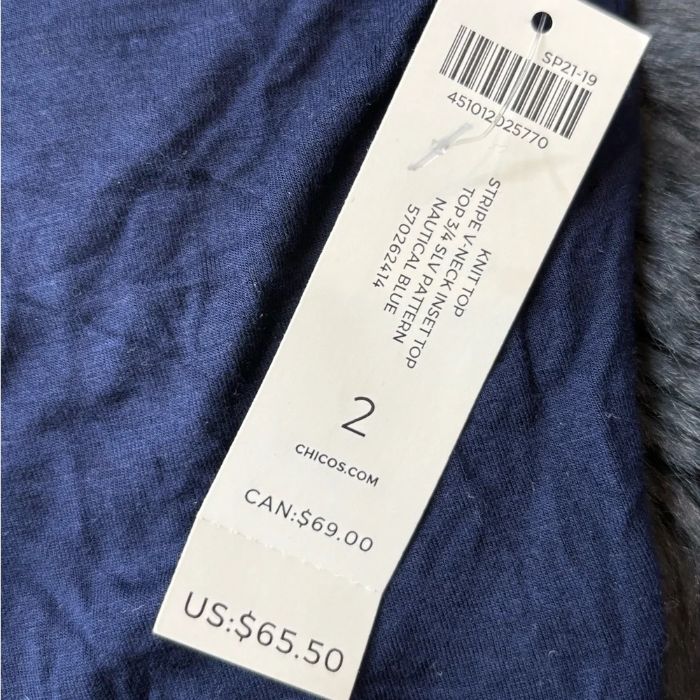 Chicos Navy & Light Blue Super Soft Top - Picture 4 of 16